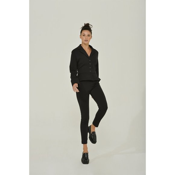 Black Peplum Jacket with Slit Sleeves | Eco-Friendly | Vintage Inspired | NWT - Picture 8 of 13